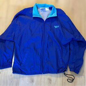 Vintage Reebok Windbreaker Jacket Blue Teal 90s Nylon Track Jacket M